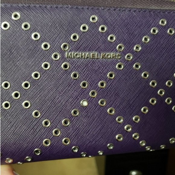 Michael Kors Purple Tech Wallet with Grommets - Picture 3 of 5